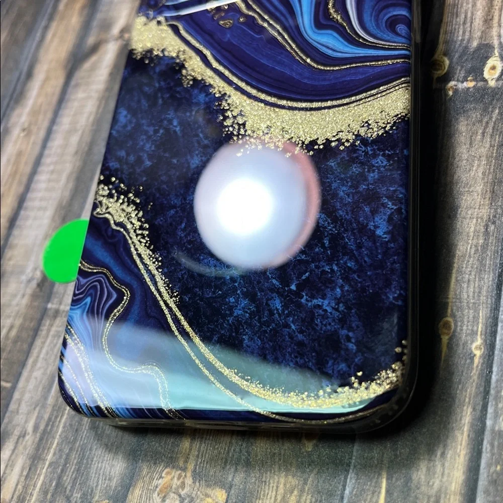 5for$10 Blue And Gold Sparkling Watercolor Marble iPhone 13 Pro Phone Case NWT